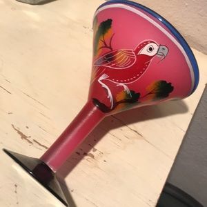 Pink Handblown Margarita Glass Bird Scene